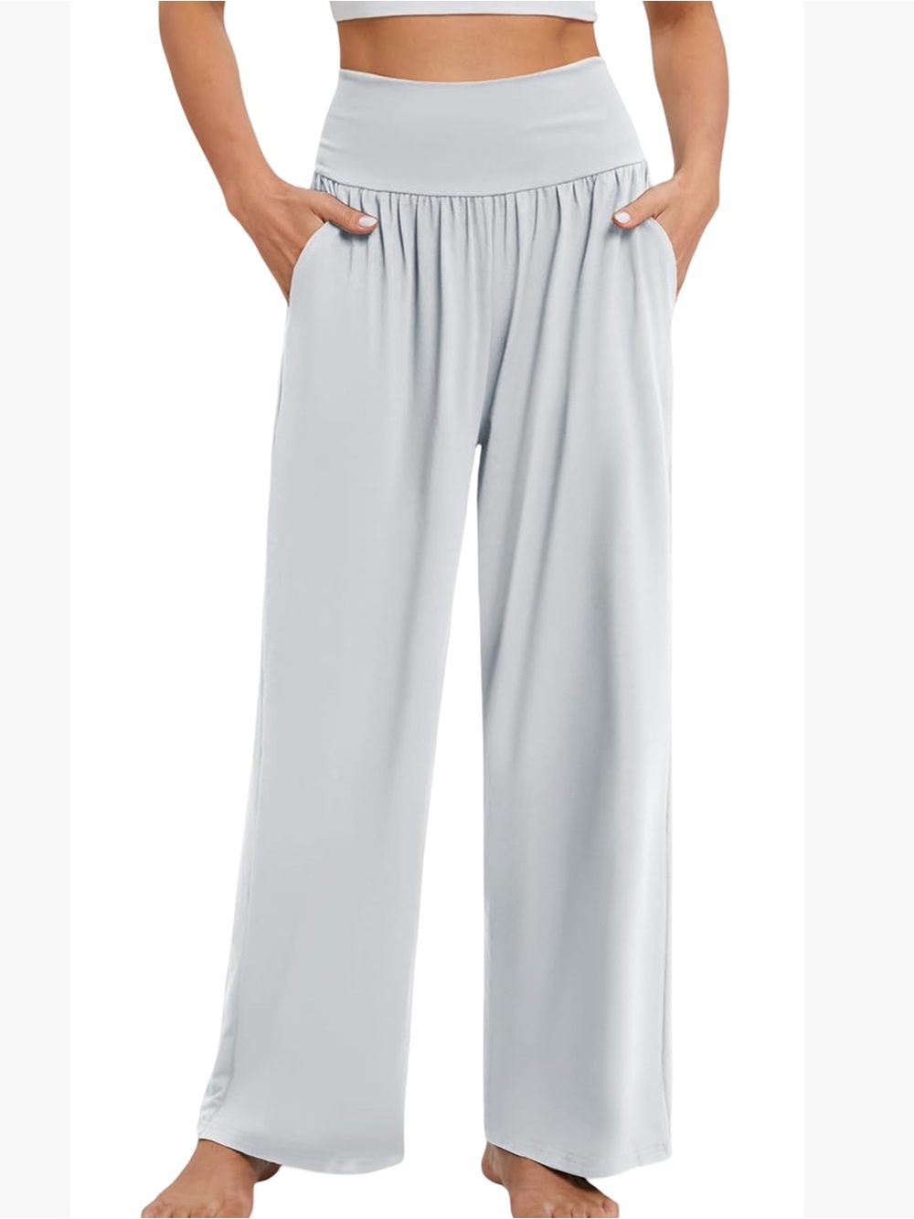 Gracyoga High Waist Wide Leg Pockets Yoga Lounge Pajama Gray Pants Ladies Large